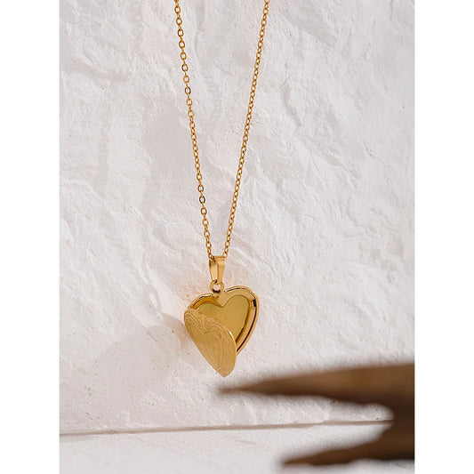 Gold Heart Locket Necklace
