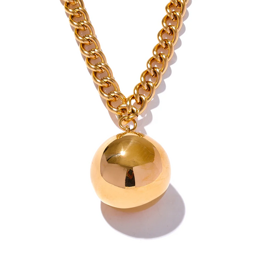 Polished Round Bead Pendant Necklace