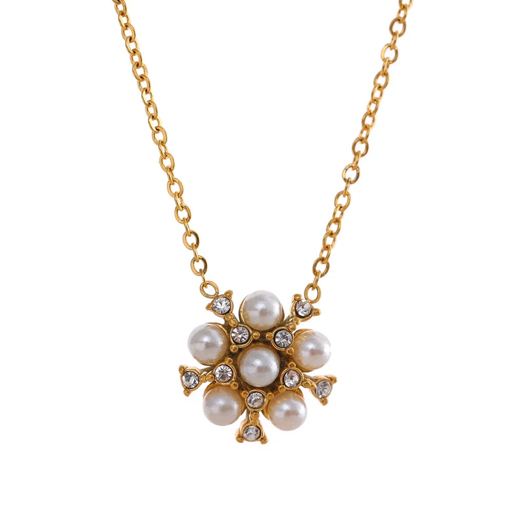 Rhinestone Crystal Enamel Flower Pendant