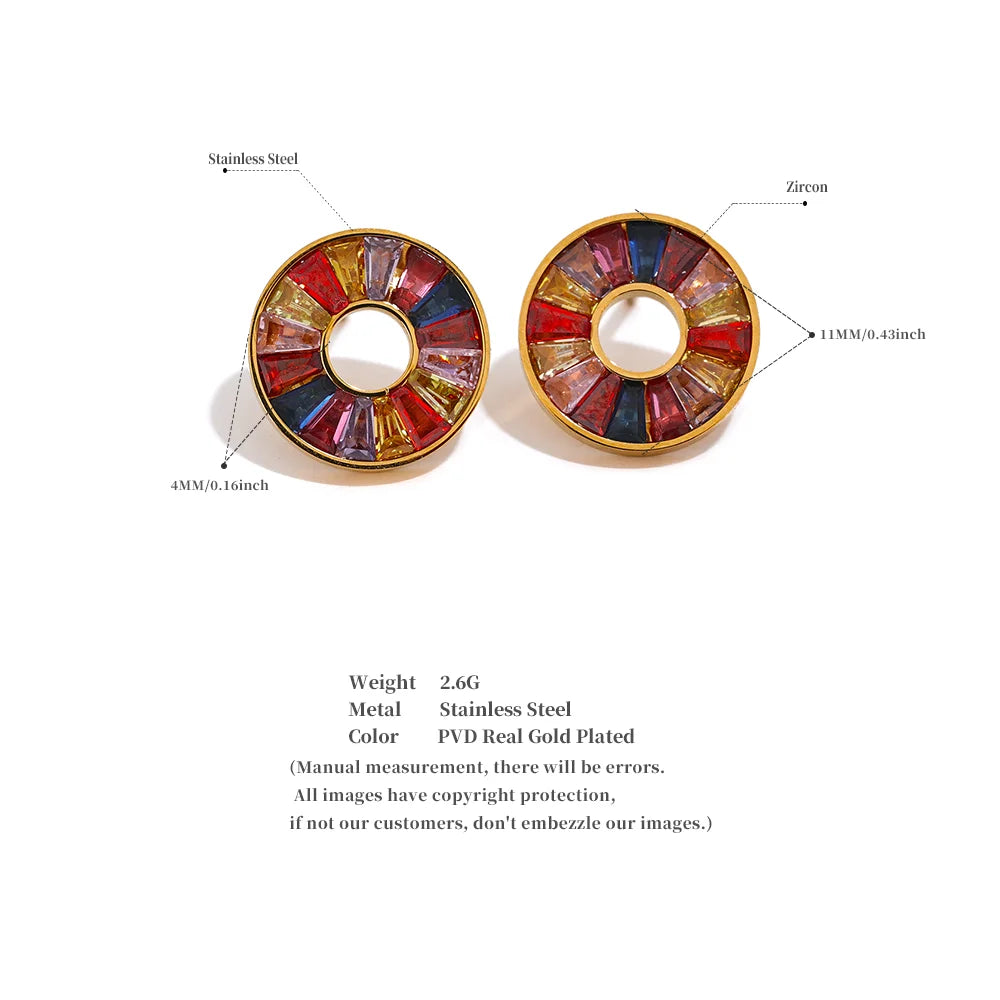 Rainbow Zirconia Stud Earrings