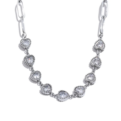 Colorful CZ Heart Necklace