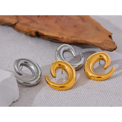 Geometric Smooth Metal Stud Earrings