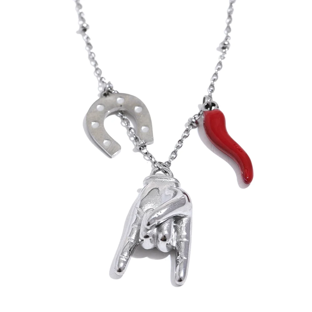 Palm & Chili Charm Pendant Necklace