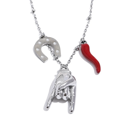 Palm & Chili Charm Pendant Necklace