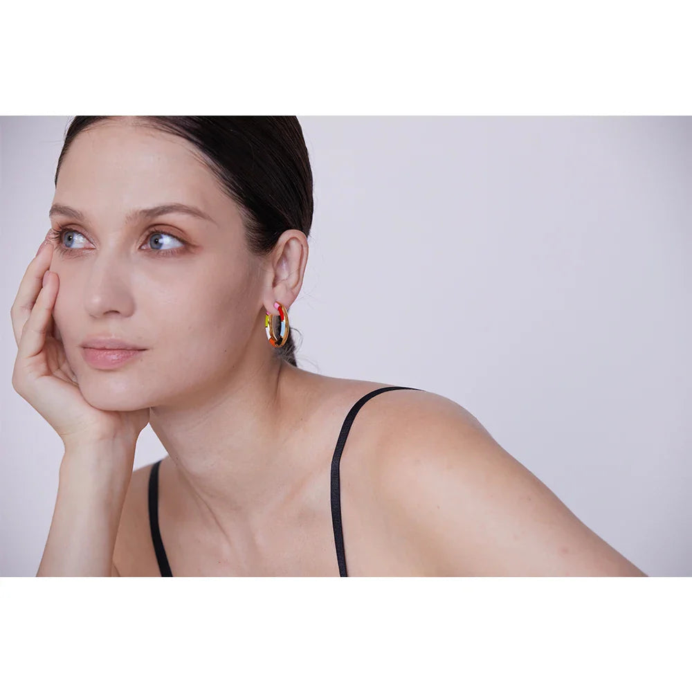 Enamel Hoop Earrings
