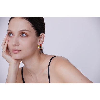 Enamel Hoop Earrings
