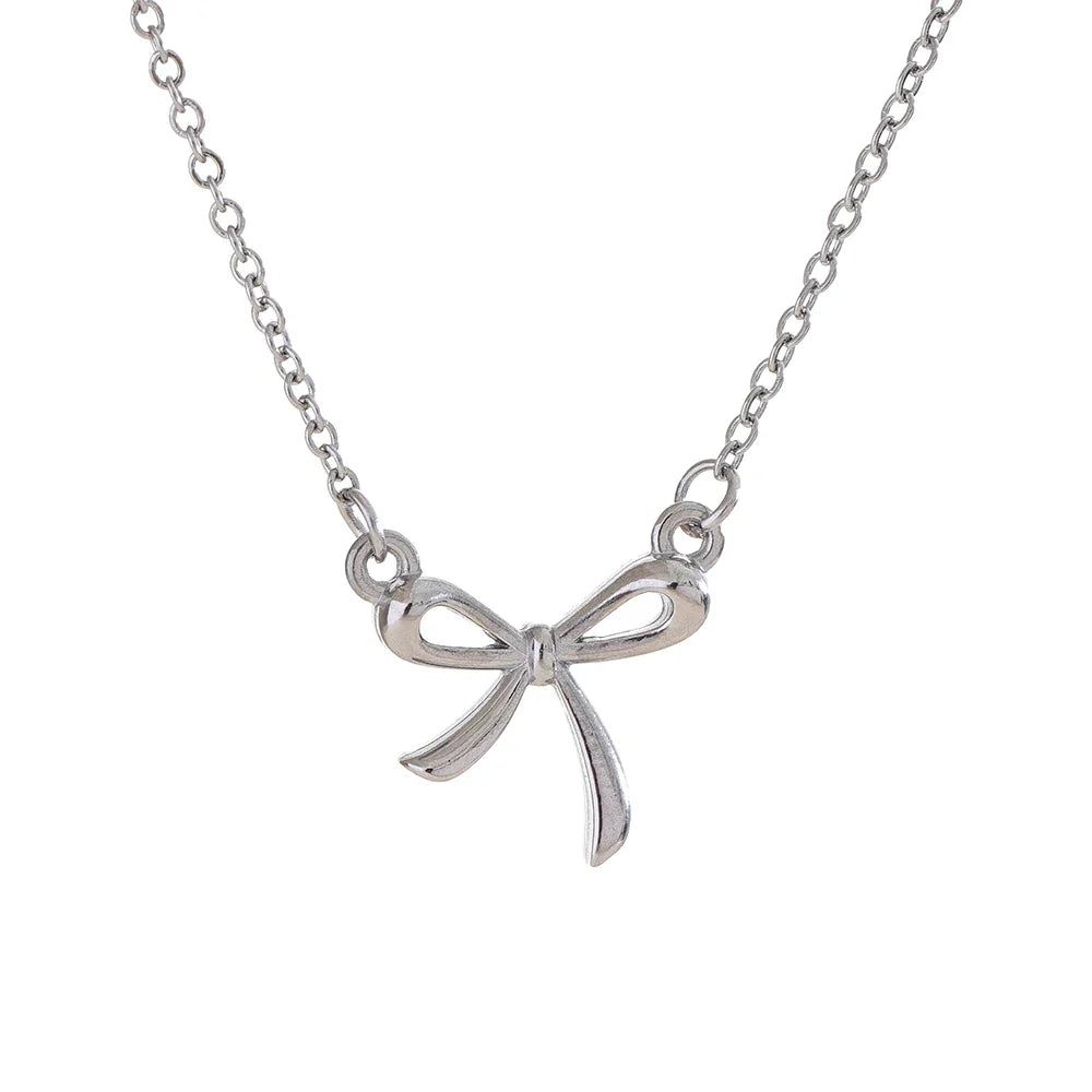 Minimalist Bow Knot Pendant Necklace