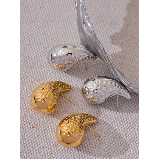 Hammer Water Drop Stud Earrings