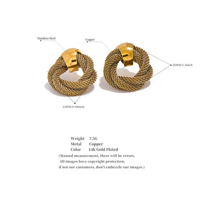 Metal Braided Round Hollow Stud Earrings