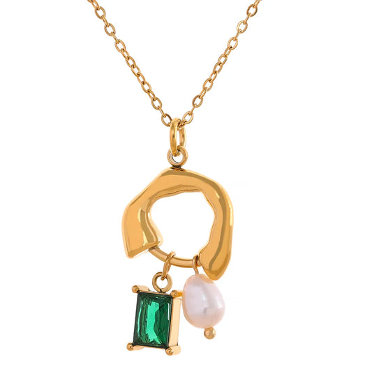 Cubic Zirconia Pearl Necklace