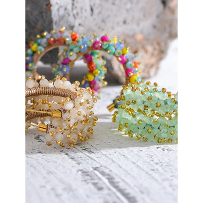 Beaded C-Shaped Earrings