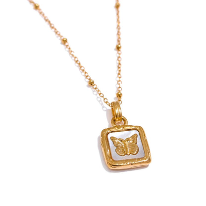 Butterfly Shell Pendant Necklace