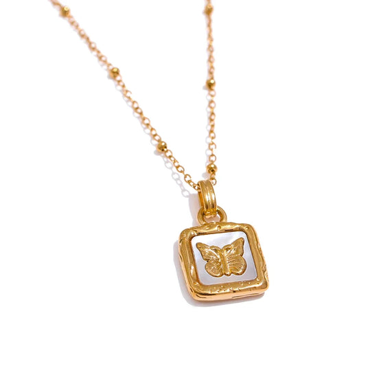 Butterfly Shell Pendant Necklace