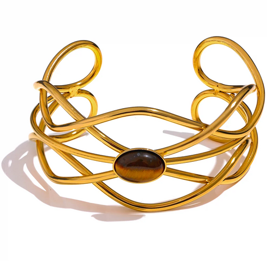 Tiger Stone Cuff Bracelet