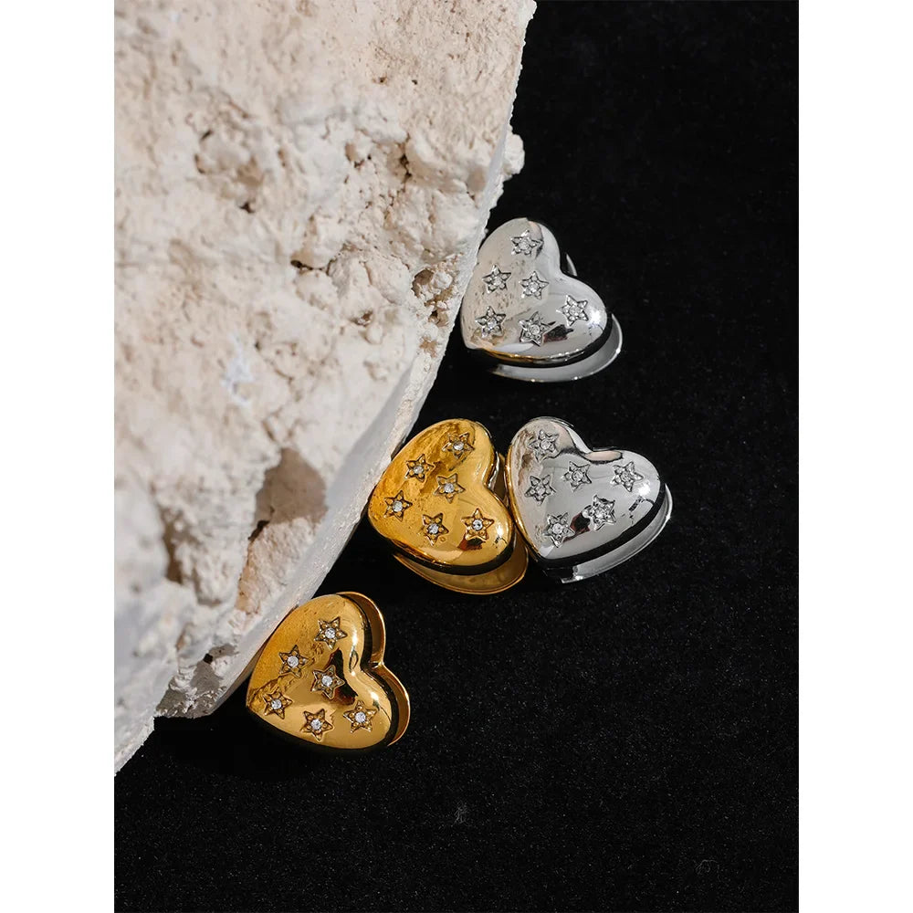 Gold Heart Stud Earrings