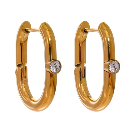 Geometric Zirconia Huggie Earrings