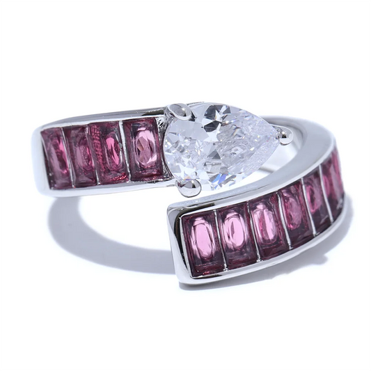 Colorful Shiny Cubic Zirconia Gold Color Ring