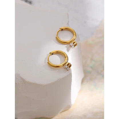 Minimalist Zircon Hoop Earrings
