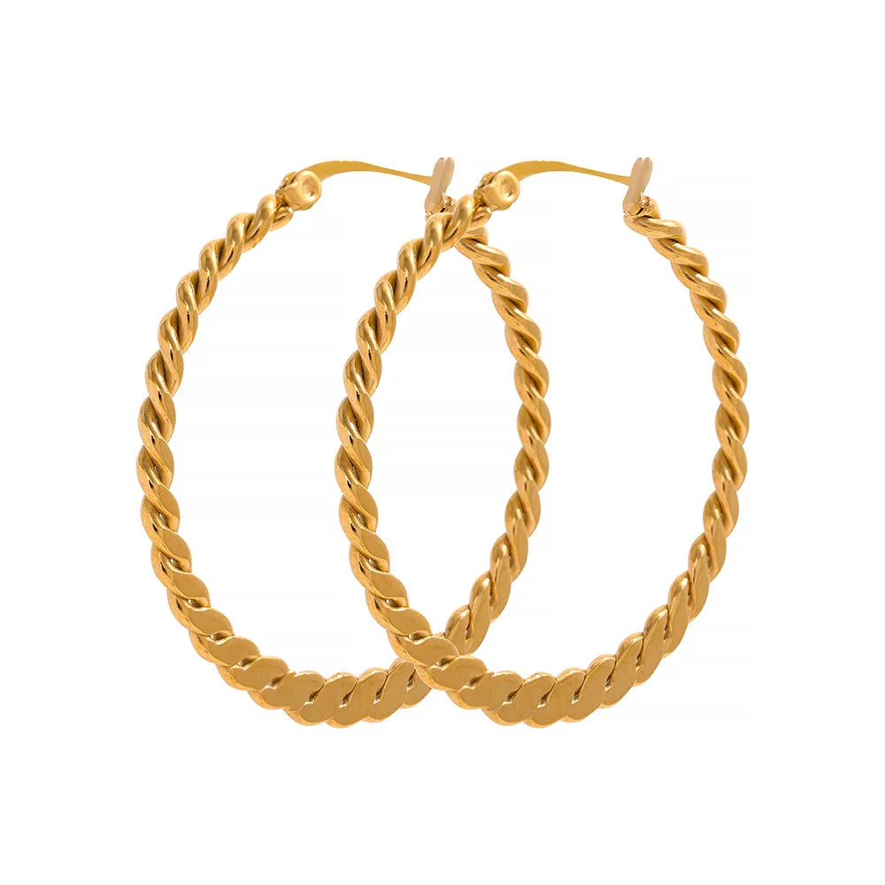Big Golden Twist Hoop Earrings