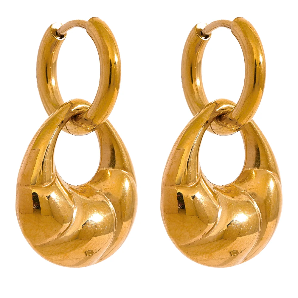 Croissant Drop Hoop Earrings