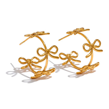 C-Shaped Bow Knot Hoop Earrings