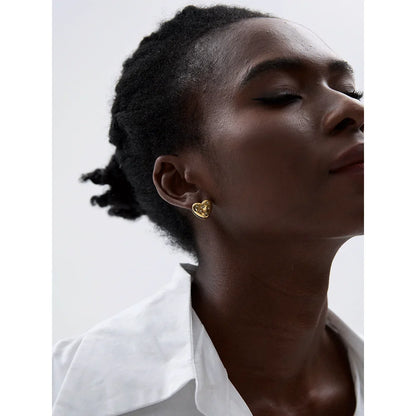 Gold Heart Stud Earrings