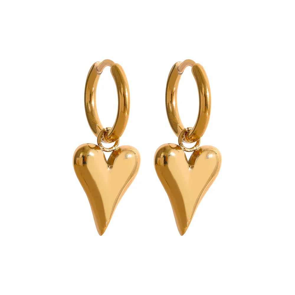 Gold Heart Huggie Earrings