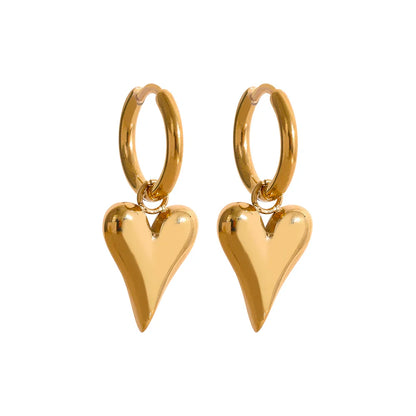 Gold Heart Huggie Earrings