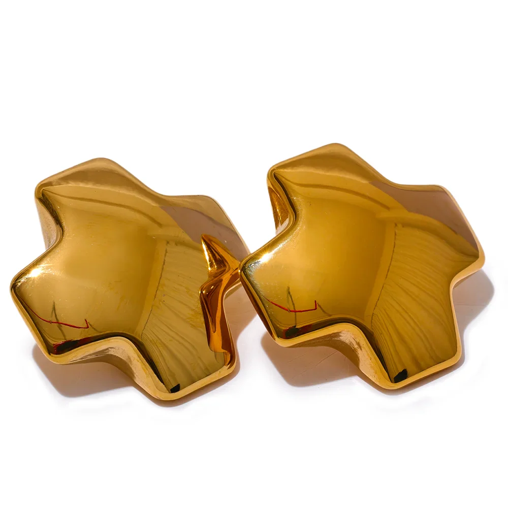 Glossy Chunky Cross Big Stud Earrings