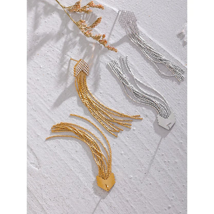 Arrow CZ Tassel Earrings
