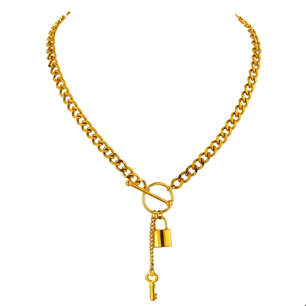 Punk Lock Pendant Necklace