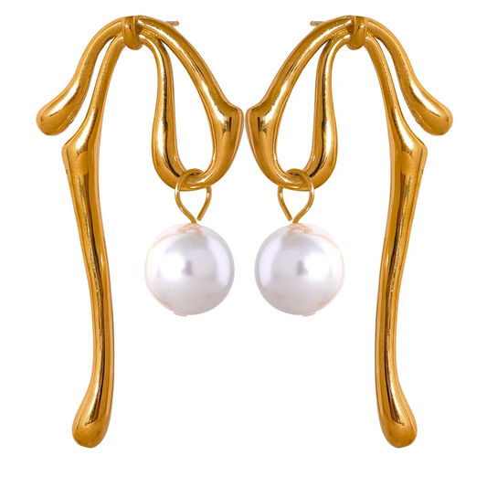 Large Bow Tie Pearl Drops