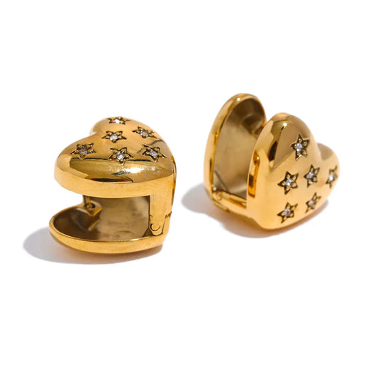 Gold Heart Stud Earrings