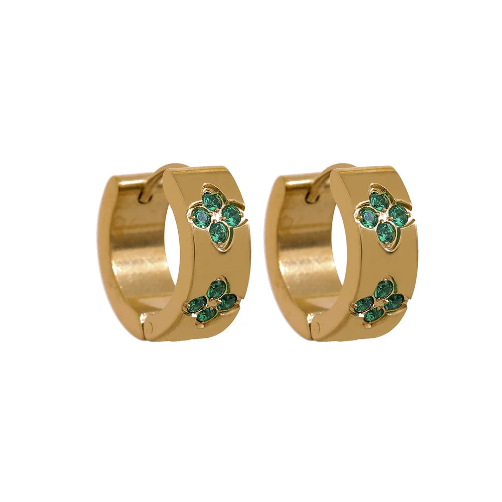 Multi-Color Floral Zircon Hoop Earrings