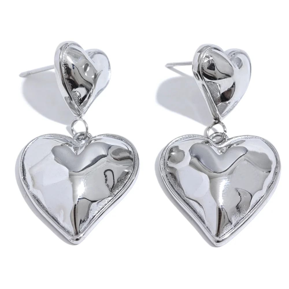 316L Gold Heart Drop Earrings
