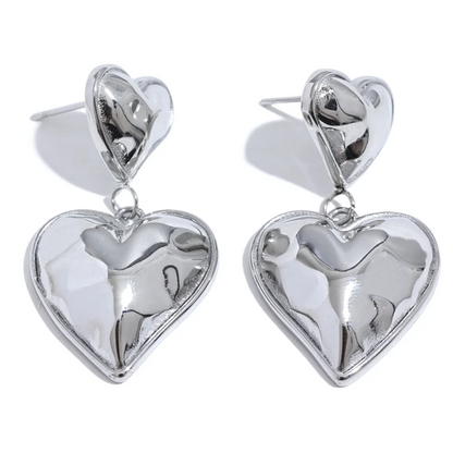 316L Gold Heart Drop Earrings