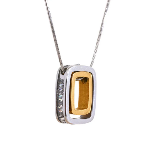 Square Hollow Pendant Necklace