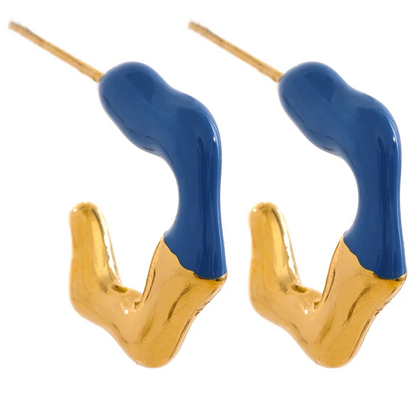 Y2K Enamel C Shape Geometric Earrings