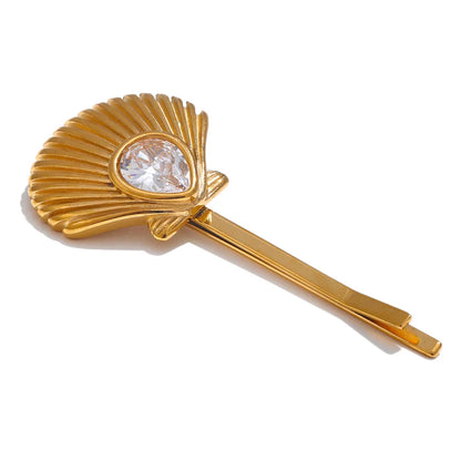 Bling Cubic Zirconia Shell Hair Clip