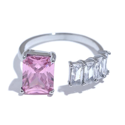 Colorful CZ Square Ring