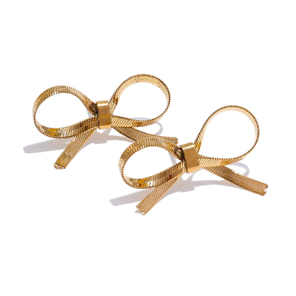 18K Gold Bow Knot Stud Earrings