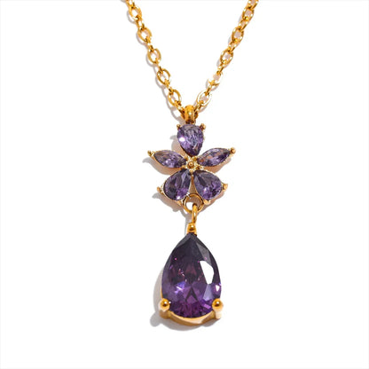 Cubic Zirconia Flower Necklace