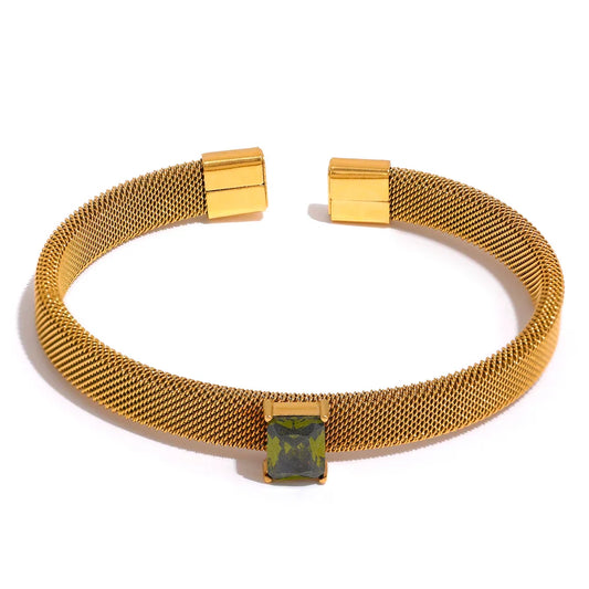 Olive Green Chain Cuff Bracelet