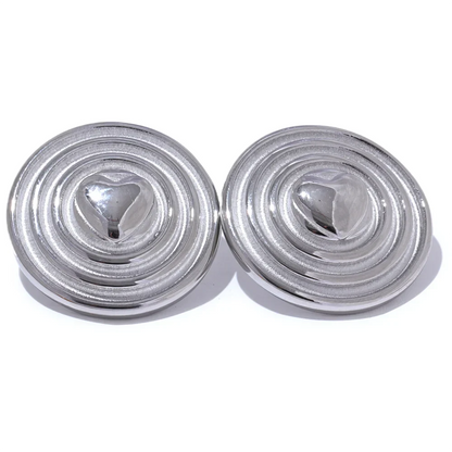 Round Circle Heart Big Stud Earrings