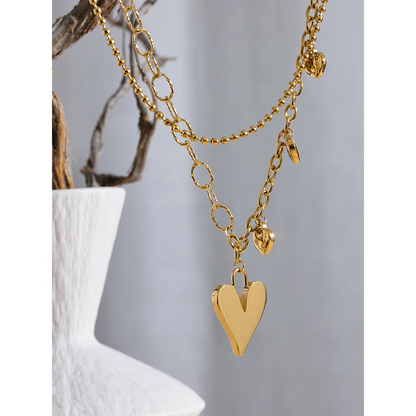 Gold Heart Charm Necklace