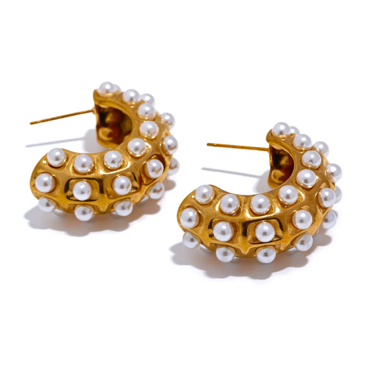 C-Shaped Pearl Hoops