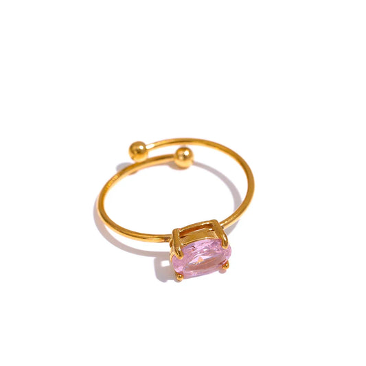 White Green Cubic Zirconia Adjustable Ring
