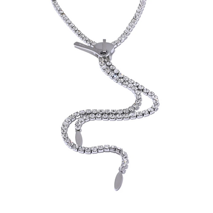 CZ Zip Sweater Chain Necklace