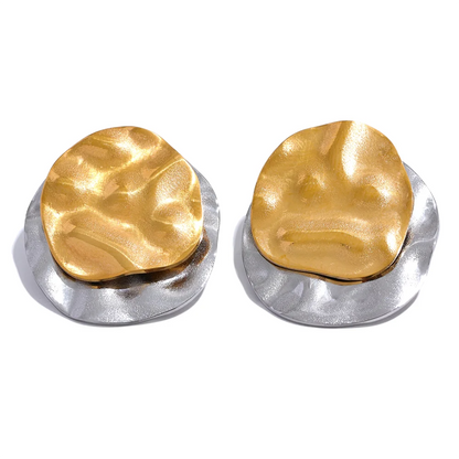 Double Color Geometric Round Stud Earrings