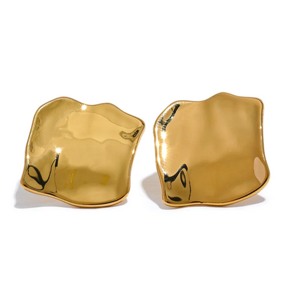 Glossy Metal Square Stud Earrings